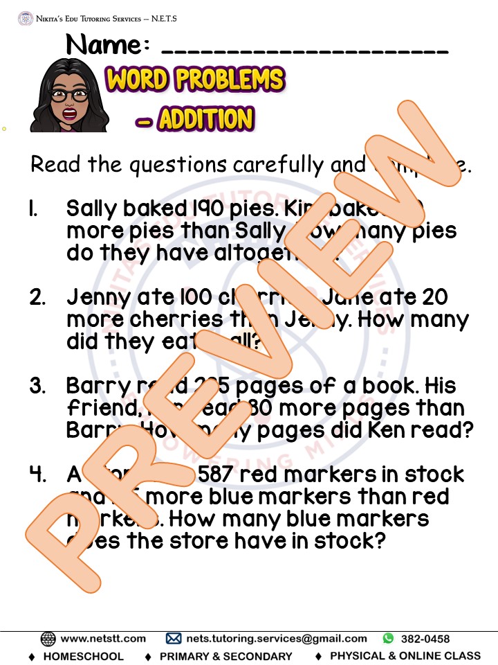 Addition Word Problems